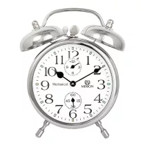 Merion fém ébresztőóra, mechanikus, ezüst színű, 3.5^