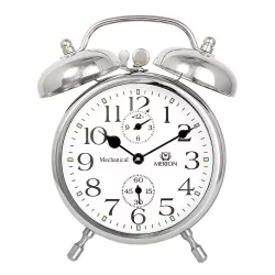 Merion fém ébresztőóra, mechanikus, ezüst színű, 3.5^