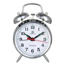 Merion fém ébresztőóra, mechanikus, ezüst színű