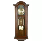   Merion ingás fa falióra, mechanikus, 1/2 ütős, világos dió színű tok, római számos számlap