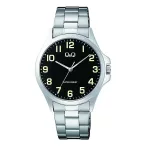   Q&Q férfi karóra, quartz, ezüst színű fémtok, ezüst színű acél karcsat, fekete számlap C36A-006PY