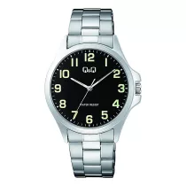  Q&Q férfi karóra, quartz, ezüst színű fémtok, ezüst színű acél karcsat, fekete számlap C36A-006PY