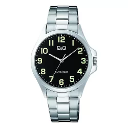   Q&Q férfi karóra, quartz, ezüst színű fémtok, ezüst színű acél karcsat, fekete számlap C36A-006PY