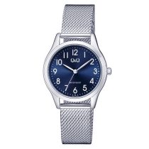   Q&Q unisex karóra, quartz, ezüst színű fémtok, kék színű számlap, ezüst színű acél karcsat, Q02A-005PY