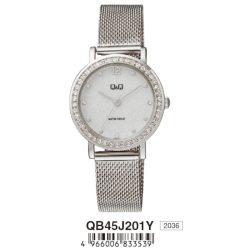   Q&Q női fémcsatos karóra, quartz, ezüst színű tok és csat, ezüst színű számlap, QB45J201Y