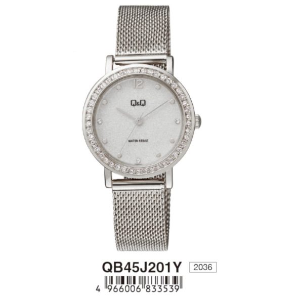 Q&Q női fémcsatos karóra, quartz, ezüst színű tok és csat, ezüst színű számlap, QB45J201Y