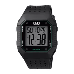   Q&Q férfi sport karóra,quartz/LCD,fekete színű műanyag tok, fekete színű műanyag szíj M158J004Y