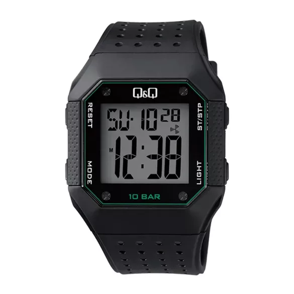 Q&Q férfi sport karóra,quartz/LCD,fekete színű műanyag tok, fekete színű műanyag szíj M158J004Y