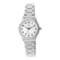   Q&Q női karóra, ezüst színű fémtok, ezüst színű nemesacél csat, fehér számlap, C09A-010PY