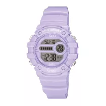   Q&Q női digitális karóra, lila műanyag tok, lila műanyag szíj, LCD kijelzés, G15A-004VY
