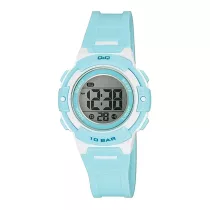   Q&Q gyerek karóra, fehér műanyag tok, kék műanyag szíj. LCD kijelzés  M185J006Y