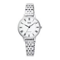   Q&Q női karóra, quartz, ezüst színű fémtok, ezüst színű nemesacél csat, fehér színű számlap, Q48B-001PY