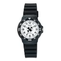   Q&Q gyerek karóra, fekete műanyag tok, fekete műanyag szíj, figurás számlap, V07A-014VY