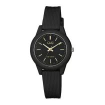   Q&Q női karóra, fekete műanyag tok, fekete műanyag szíj, fekete számlap, VS13J004Y