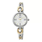   Q&Q női karóra, quartz, ezüst színű fémtok, bicolor színű nemesacél csat, ezüst színű számlap, F10A-002PY