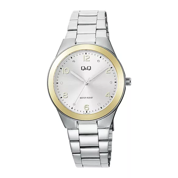 Q&Q női karóra, quartz, bicolor színű fémtok, ezüst színű nemesacél csat, ezüst színű számlap, Q78B-002PY