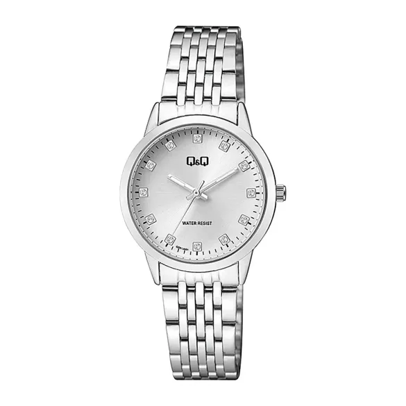 Q&Q női karóra, quartz, ezüst színű fémtok, ezüst színű nemesacél csat, ezüst színű számlap, QZ81J201Y