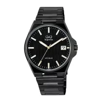   Q&Q férfi karóra, fekete színű nemesacél tok, fekete színű nemesacél csat, fekete számlap, (Superior), S21A-008PY