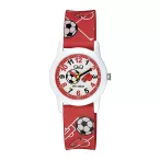   Q&Q gyerek karóra, fehér műanyag tok, piros figurás szíj, figurás számlap, V22A-010VY