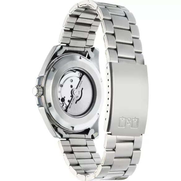 Q&Q férfi AUTOMATA karóra, ezüst színű nemesacél tok, ezüst színű nemesacél csat, fekete számlap, (Superior), S23A-501VY