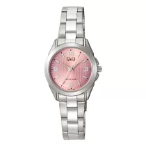   Q&Q női karóra, ezüst színű fémtok, rózsaszín színű számlap, ezüst színű fémcsat C05A-015PY