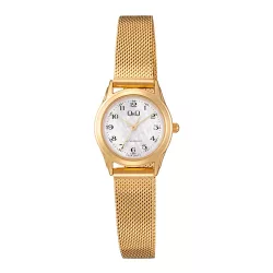  Q&Q női karóra, quartz, arany színű fémtok, gyöngyház színű számlap, arany színű fémcsat C50A-006PY
