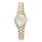   Q&Q női karóra, bicolor színű fémtok, ezüst színű számlap, bicolor színű fémcsat C56A-006PY