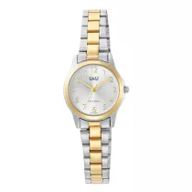   Q&Q női karóra, bicolor színű fémtok, ezüst színű számlap, bicolor színű fémcsat C56A-006PY
