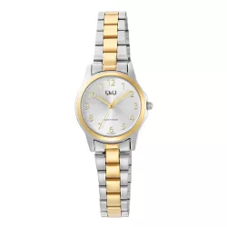   Q&Q női karóra, bicolor színű fémtok, ezüst színű számlap, bicolor színű fémcsat C56A-006PY