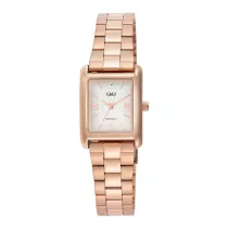   Q&Q női karóra, rózsaarany színű fémtok, rózsaarany színű fém karcsat, fehér színű számlap C69A-007PY