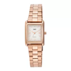   Q&Q női karóra, rózsaarany színű fémtok, rózsaarany színű fém karcsat, fehér színű számlap C69A-007PY