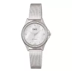   Q&Q női karóra, ezüst színű fémtok, gyöngyház színű számlap, ezüst színű fémcsat C80A-003PY