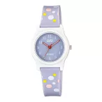   Q&Q karóra, quartz, fehér színű műanyag tok, lila színű számlap, lila műanyag szíj, G23A-013VY