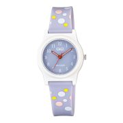   Q&Q karóra, quartz, fehér színű műanyag tok, lila színű számlap, lila műanyag szíj, G23A-013VY
