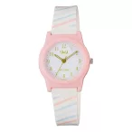   Q&Q  karóra, quartz, rózsaszín színű műanyag tok, fehér színű számlap, fehér műanyag szíj, G23A-014VY