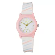   Q&Q  karóra, quartz, rózsaszín színű műanyag tok, fehér színű számlap, fehér műanyag szíj, G23A-014VY
