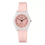   Q&Q karóra, quartz, fehér színű műanyag tok, rózsaszín színű számlap, rózsaszín műanyag szíj, G23A-018VY