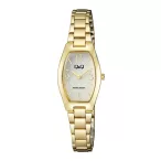   Q&Q női karóra, arany színű fémtok, ezüst színű számlap, arany színű fémcsat, Q06A-002PY