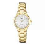   Q&Q női karóra, arany színű fémtok, ezüst színű számlap, arany színű fémcsat Q11A-005PY