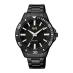   Q&Q férfi karóra, fekete színű tok, fekete színű foszforeszkálós számlap, fekete színű fémcsat Q28B-004PY