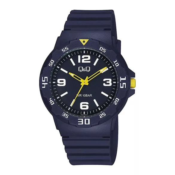 Q&Q férfi karóra, kék színű műanyag tok, kék színű számlap, kék színű műanyag tok V02A-016VY