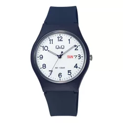   Q&Q nő karóra, kék színű műanyag tok, fehér színű számlap, kék színű műanyag szíj V39A-004VY