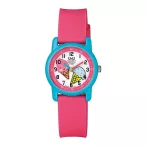   Q&Q gyerek karóra, kék színű műanyag tok, rózsaszín műanyag szíj, figurás számlap, VR41J007Y