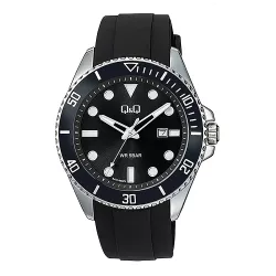   Q&Q férfi karóra, quartz, ezüst szímnű tok, fekete műanyag szíj, fekete számlap  A41A-004PY