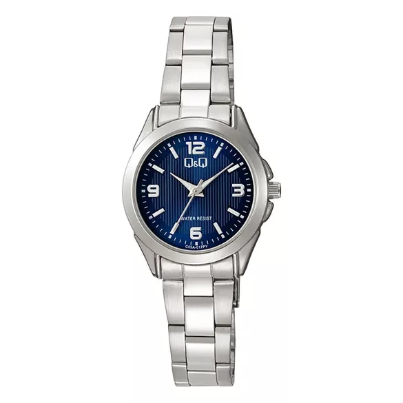 Q&Q női karóra, quartz, ezüst színű tok, ezüst színű fémcsat, kék számlap  C05A-017PY