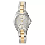   Q&Q női karóra, quartz, ezüst színű tok, bicolor színű fémcsat, ezüst számlap  C05A-019PY