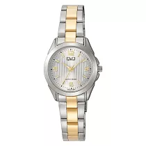   Q&Q női karóra, quartz, ezüst színű tok, bicolor színű fémcsat, ezüst számlap  C05A-019PY
