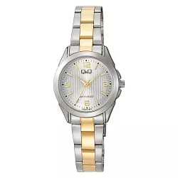   Q&Q női karóra, quartz, ezüst színű tok, bicolor színű fémcsat, ezüst számlap  C05A-019PY