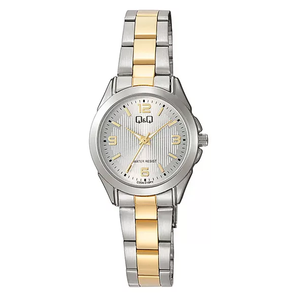 Q&Q női karóra, quartz, ezüst színű tok, bicolor színű fémcsat, ezüst számlap  C05A-019PY