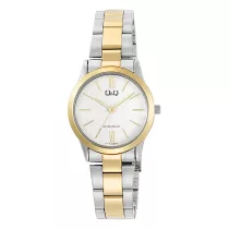   Q&Q női karóra, quartz, bicolor színű tok, bicolor színű fémcsat, ezüst színű számlap  C11A-032PY